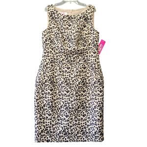 9&CO Tan Black Dress NEW $80 Tan Leopard Sleeveless Bodycon Women's Dress Size S